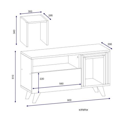 TV-Tisch NOVELLA 51x90 cm weiß/braun