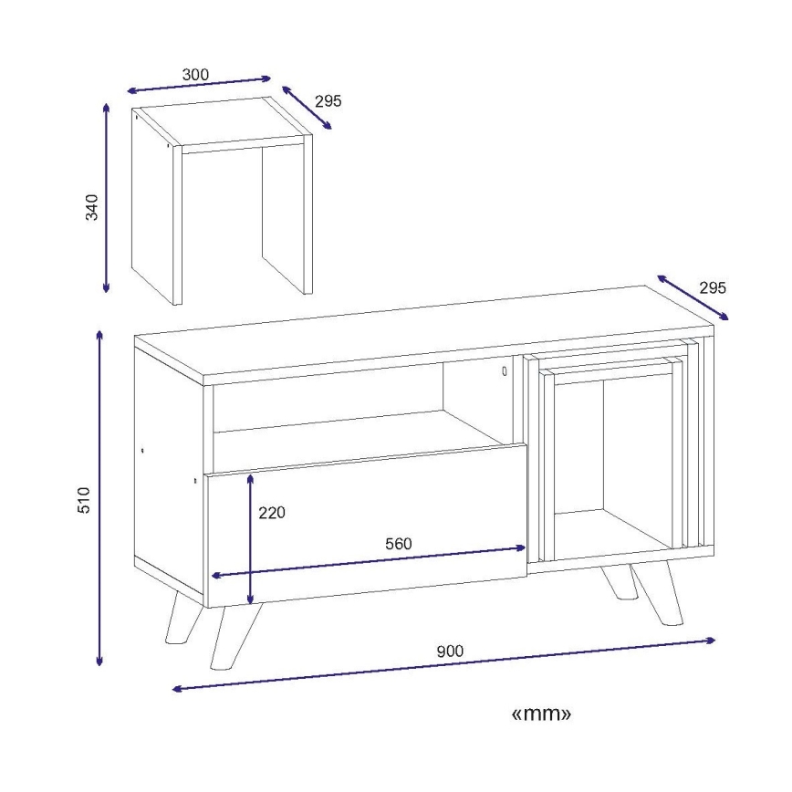 TV-Tisch NOVELLA 51x90 cm weiß/braun