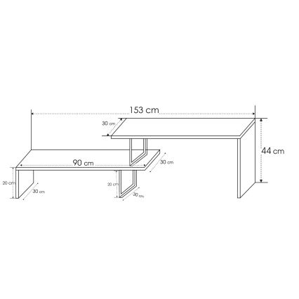 TV-Tisch OVIT 44x153 cm braun/schwarz