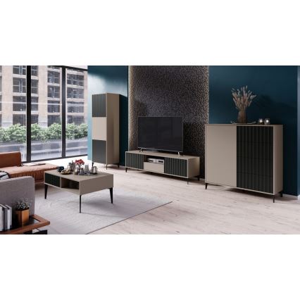 TV-Lowboard mit Schublade RONJA Taupe/Schwarz