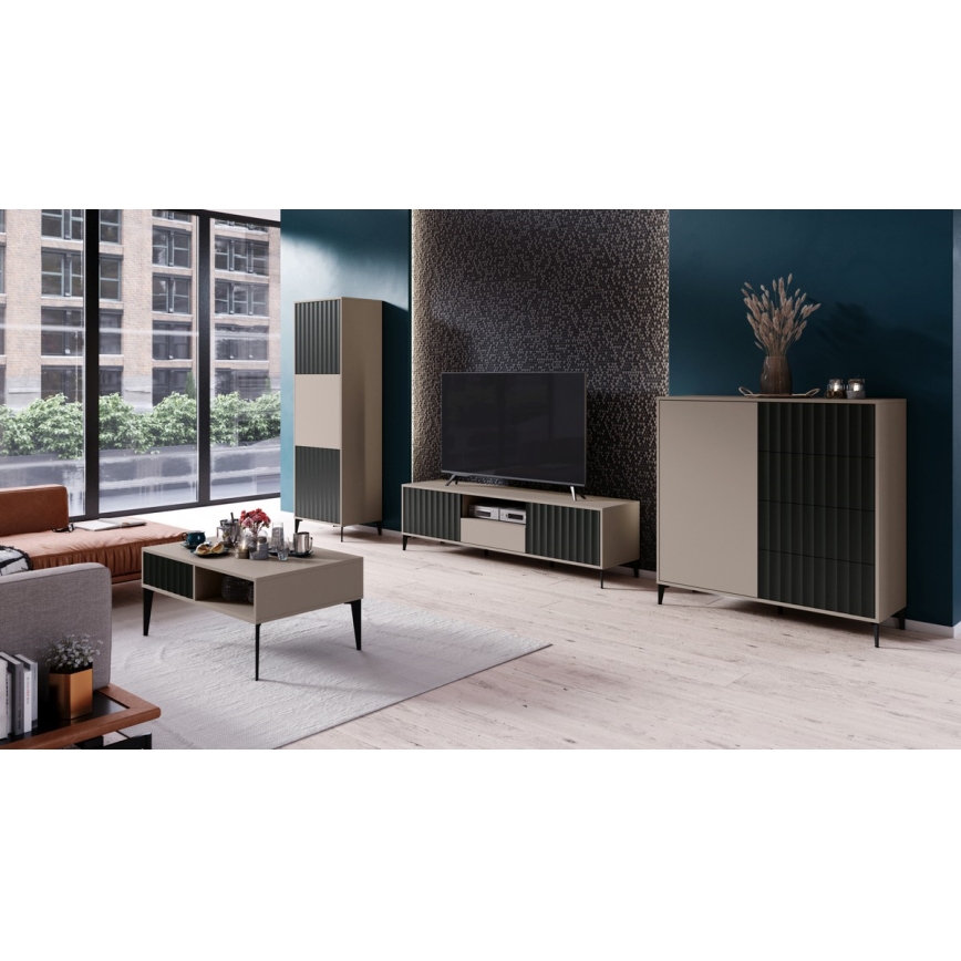 TV-Lowboard mit Schublade RONJA Taupe/Schwarz