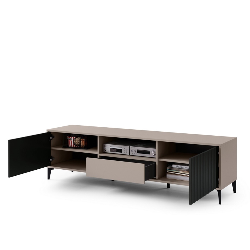 TV-Lowboard mit Schublade RONJA Taupe/Schwarz