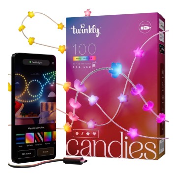 Twinkly - dimmbare RGB-LED-Weihnachtslichterkette CANDIES 100×LED 8 m USB Wi-Fi