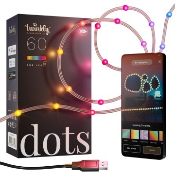 Twinkly - DOTS RGB-LED-Lichterkette, dimmbar, 60 LEDs, 7 m, USB, Wi‑Fi