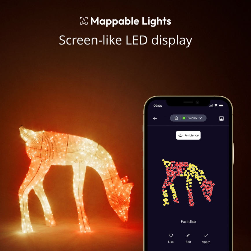 Twinkly - Dimmbares Outdoor-Weihnachtsrentier LED RGBW REINGEERS 160xLED IP44 Wi-Fi