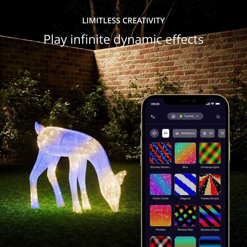 Twinkly - Dimmbares Outdoor-Weihnachtsrentier LED RGBW REINGEERS 160xLED IP44 Wi-Fi