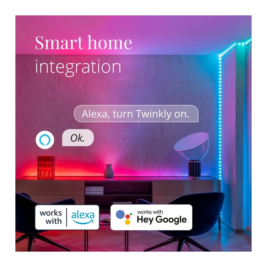 Twinkly - Dimmbarer LED-RGB-Streifen für den Außenbereich DOTS 200xLED 10 m IP44 WiFi