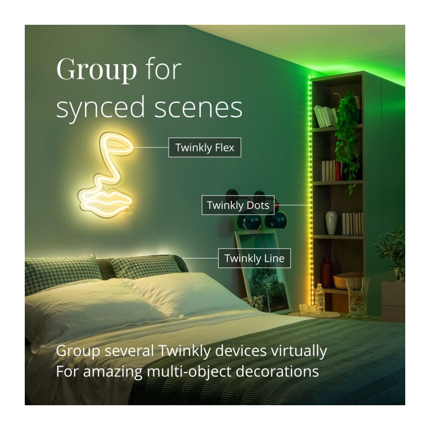 Twinkly - Dimmbarer LED-RGB-Streifen für den Außenbereich DOTS 200xLED 10 m IP44 WiFi