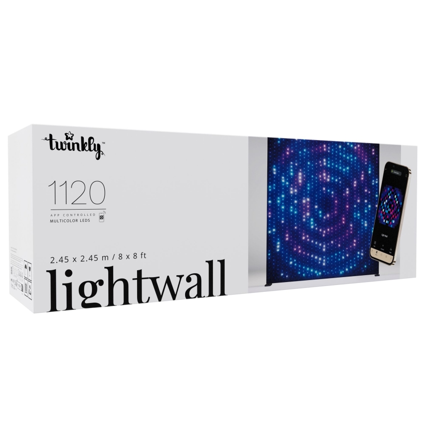 Twinkly - LED RGBW, dimmbar, musikalische Outdoor-Lichtwand LIGHTWALL 1120xLED 2,6x2,7 m IP44 Wi-Fi + Music Dongle