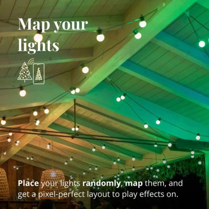 Twinkly - Dimmbare, dekorative LED-RGB-Kette für den Außenbereich FESTOON 20xLED 14m IP44 Wi-Fi