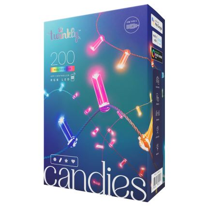 Twinkly - dimmbare RGB-LED-Lichterkette CANDIES, 200 LEDs, 14 m, USB, WLAN
