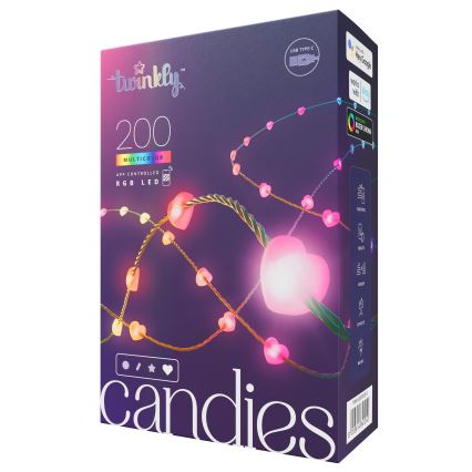 Twinkly - dimmbare RGB-LED-Lichterkette CANDIES 200xLED 14 m USB Wi-Fi
