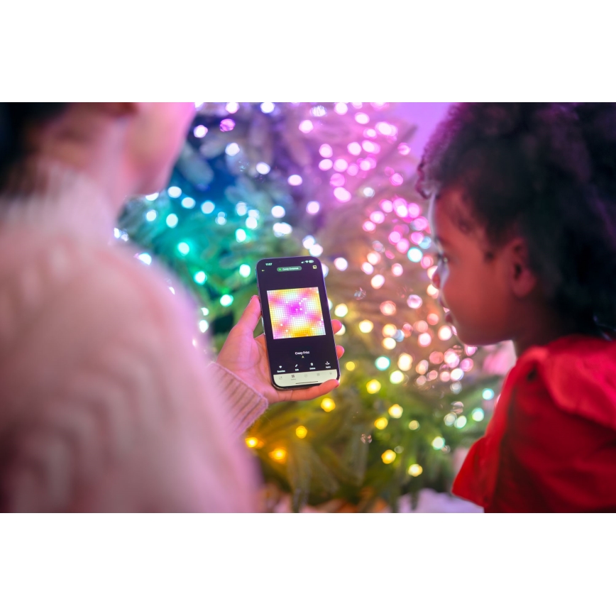 Twinkly - dimmbare RGB-LED-Weihnachtslichterkette CANDIES 100×LED 8 m USB Wi-Fi