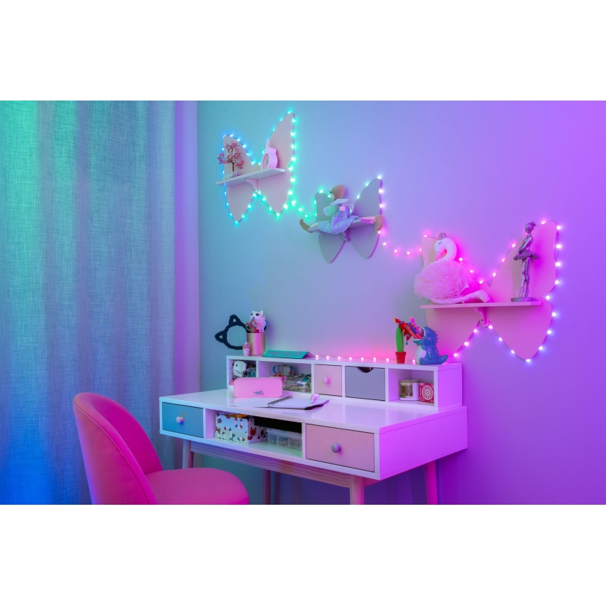 Twinkly - dimmbare RGB-LED-Weihnachtslichterkette CANDIES 100×LED 8 m USB Wi-Fi