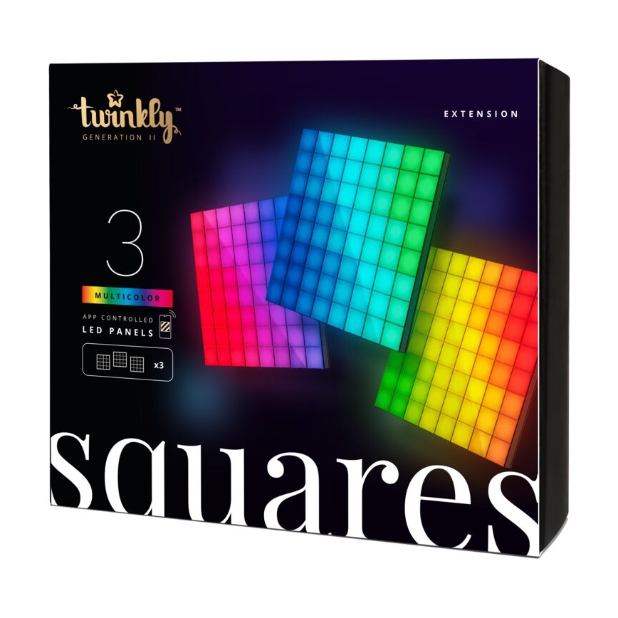 Twinkly - SET 3x Dimmbares LED-RGB-Panel SQUARES 64xLED 16x16 cm Wi-Fi