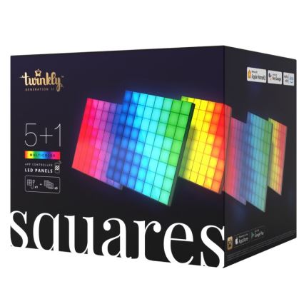 Twinkly - SET 6x Dimmbares LED-RGB-Panel SQUARES 64xLED 16x16 cm Wi-Fi