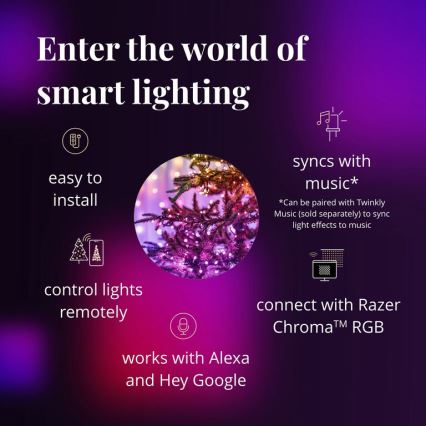 Twinkly - LED RGBW dimmbare Weihnachts-Lichterkette für den Außenbereich STRINGS 250xLED 23,5m IP44 Wi-Fi