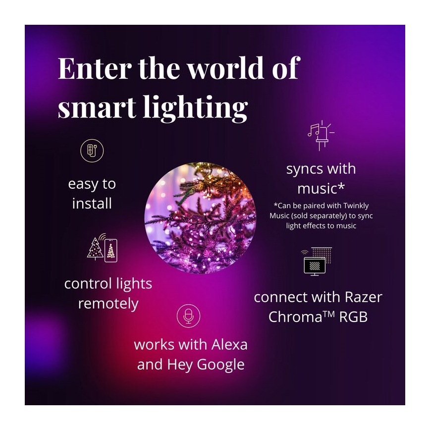 Twinkly - LED RGBW dimmbare Weihnachts-Lichterkette für den Außenbereich STRINGS 250xLED 23,5m IP44 Wi-Fi