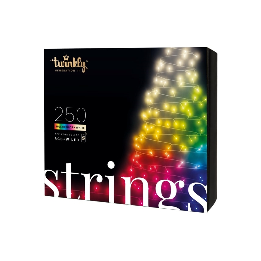 Twinkly - dimmbare RGBW-LED-Außen-Lichterkette STRINGS, 250 LEDs, 23,5 m, IP44, Wi-Fi