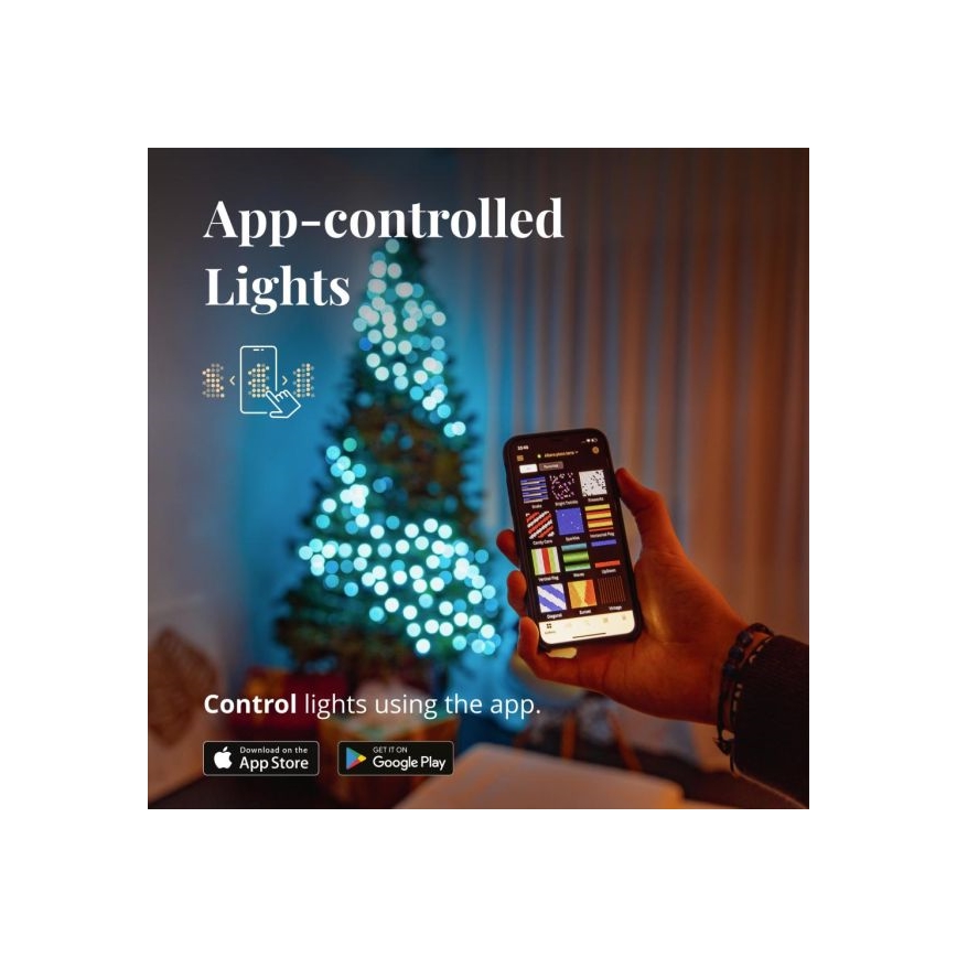 Twinkly - LED RGBW dimmbare Außen-Lichterkette STRINGS, 250 LEDs, 23,5 m, IP44, Wi-Fi