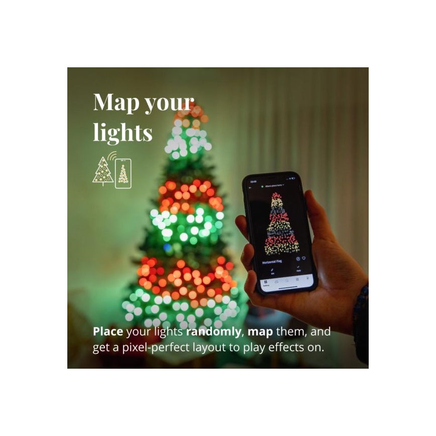 Twinkly - LED RGBW dimmbare Außen-Lichterkette STRINGS, 250 LEDs, 23,5 m, IP44, Wi-Fi