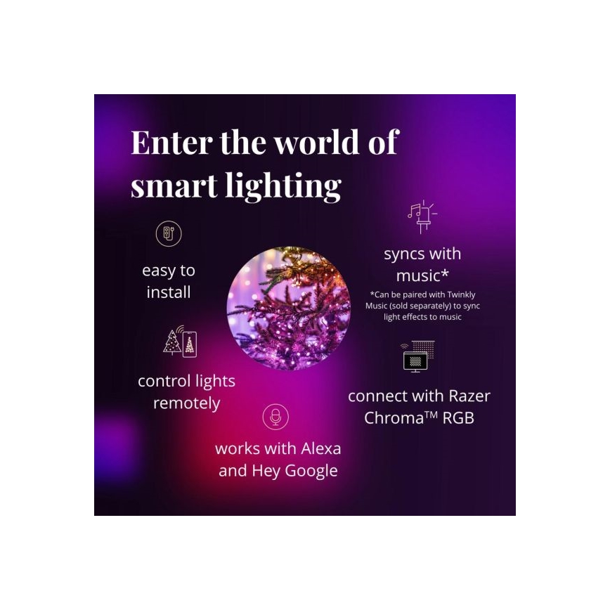 Twinkly - LED RGBW dimmbare Außen-Lichterkette STRINGS, 250 LEDs, 23,5 m, IP44, Wi-Fi