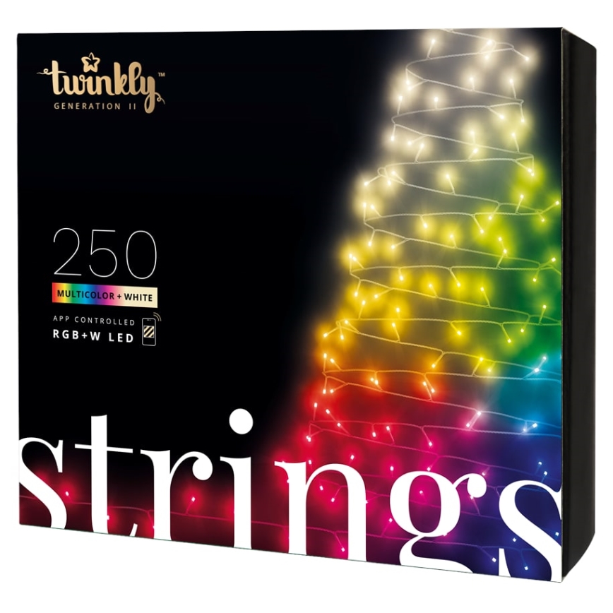 Twinkly - LED RGBW Dimmbare Weihnachts-Lichterkette STRINGS für den Außenbereich 250xLED 23,5m IP44 Wi-Fi