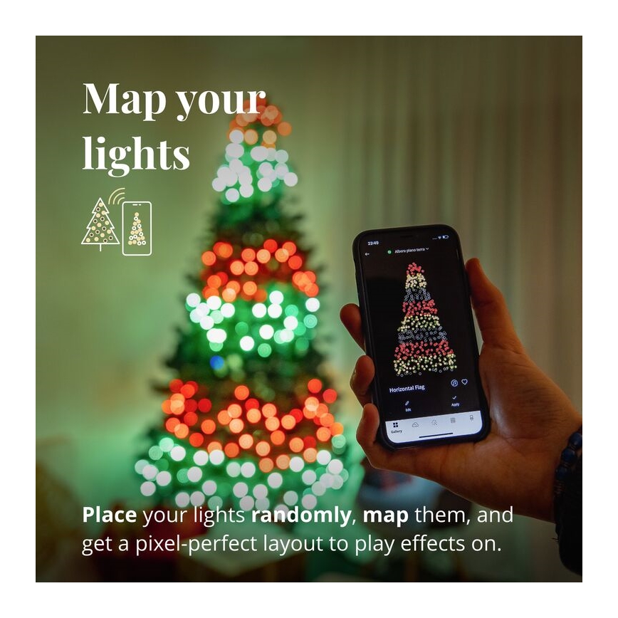Twinkly - Dimmbare LED-RGB-Weihnachtslichterkette für den Außenbereich STRINGS 250xLED 23,5m IP44 Wi-Fi