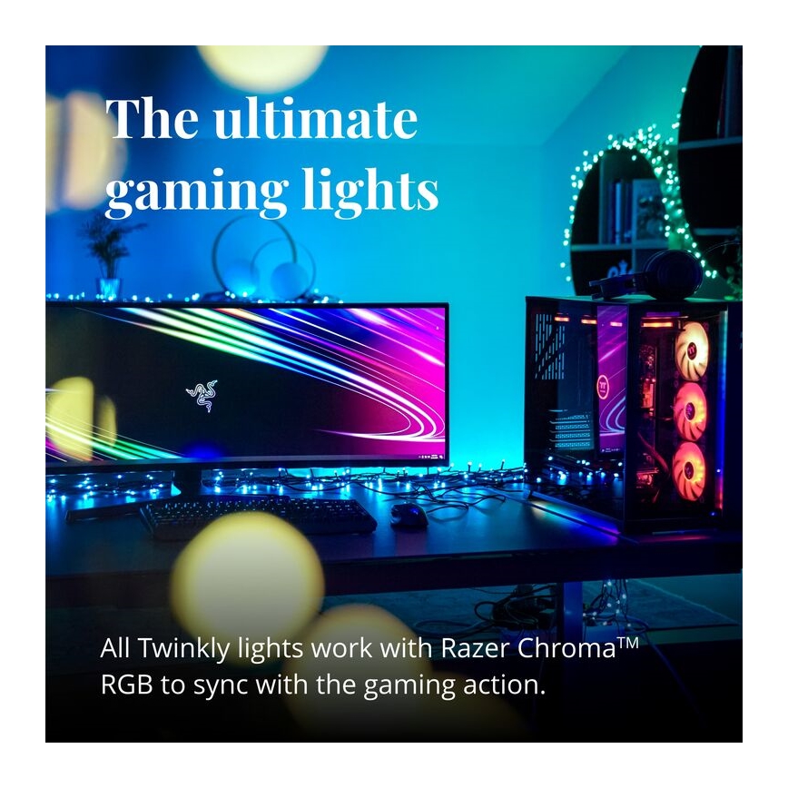 Twinkly - Dimmbare LED-RGBW-Weihnachtslichterkette für den Außenbereich STRINGS 400xLED 35,5m IP44 Wi-Fi