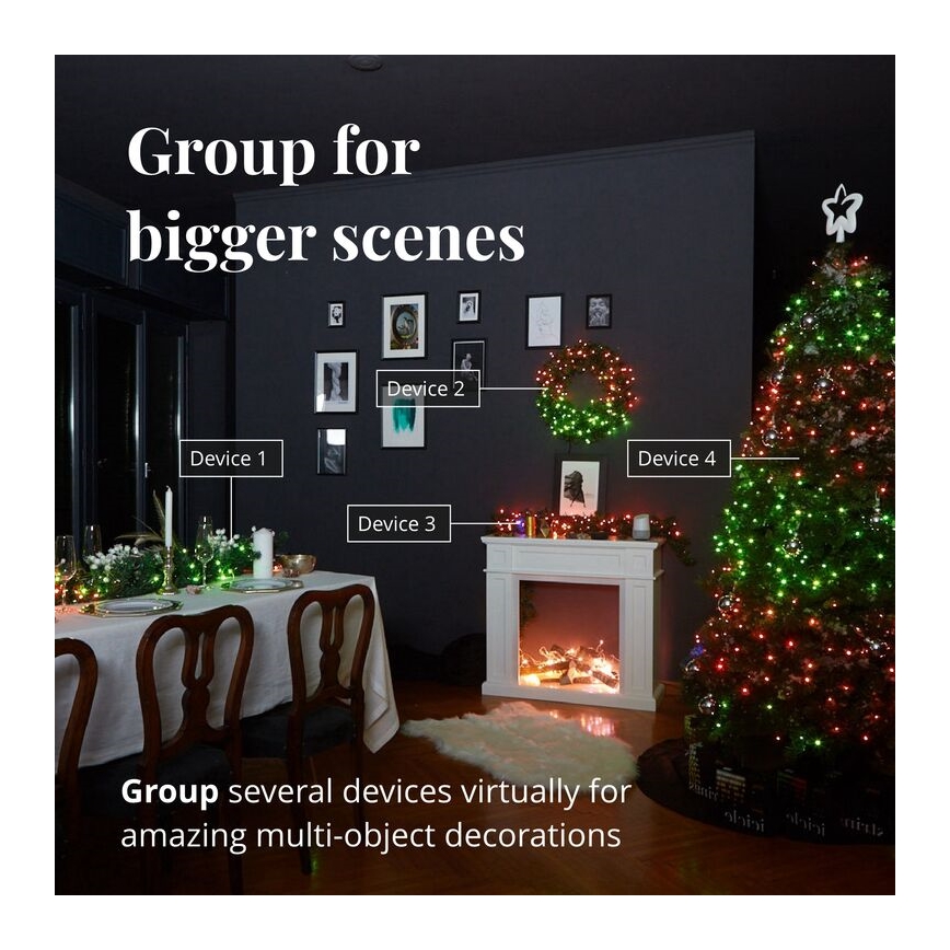 Twinkly - Dimmbare LED-RGBW-Weihnachtslichterkette für den Außenbereich STRINGS 400xLED 35,5m IP44 Wi-Fi