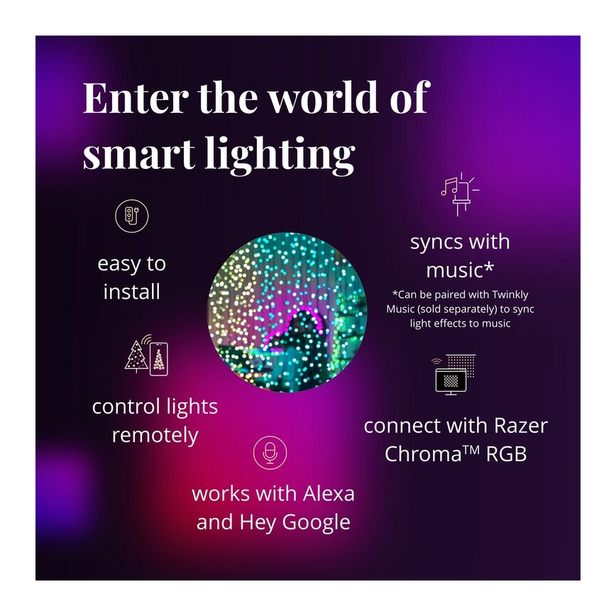 Twinkly - Dimmbarer LED-RGBW-Weihnachtsvorhang für den Außenbereich CURTAIN 210xLED 6,1m IP44 Wi-Fi