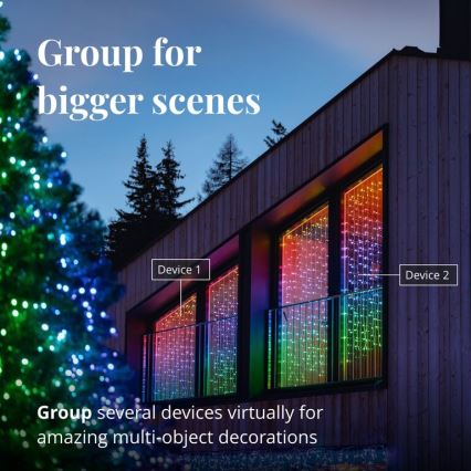 Twinkly - Dimmbarer LED-RGBW-Weihnachtsvorhang für den Außenbereich CURTAIN 210xLED 6,1m IP44 Wi-Fi