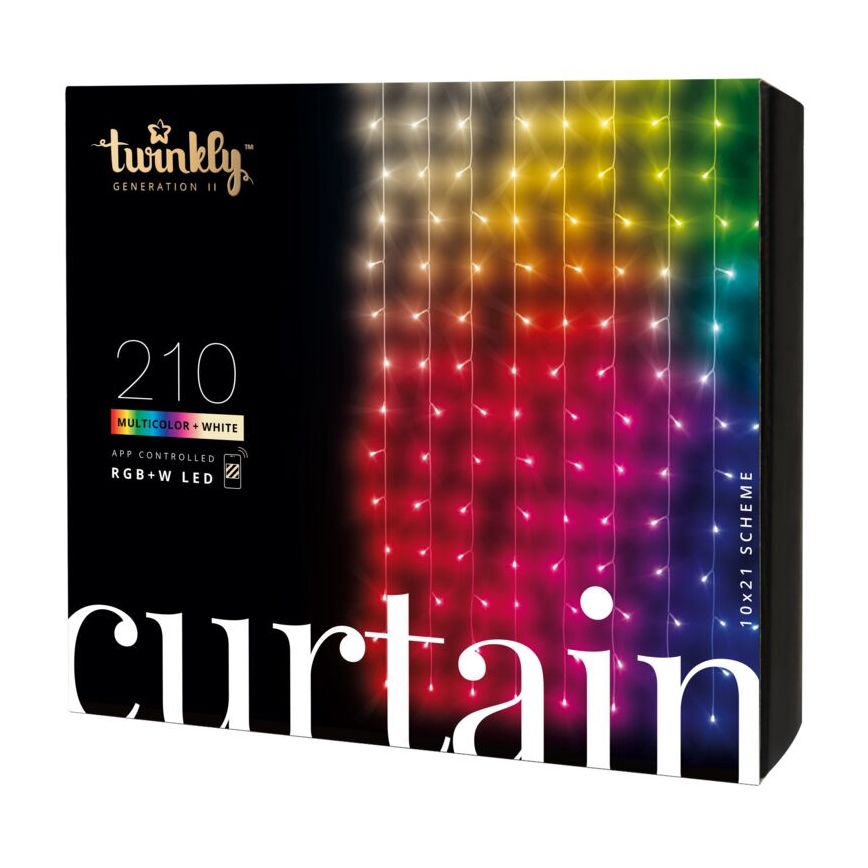 Twinkly - Dimmbarer LED-RGBW-Weihnachtsvorhang für den Außenbereich CURTAIN 210xLED 6,1m IP44 Wi-Fi