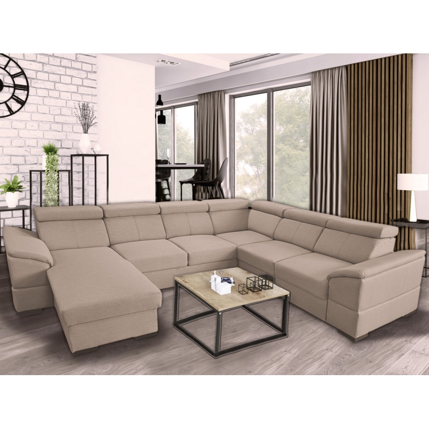U-förmige, klappbare Universal-Ecksitzgruppe mit Stauraum GRANADA beige