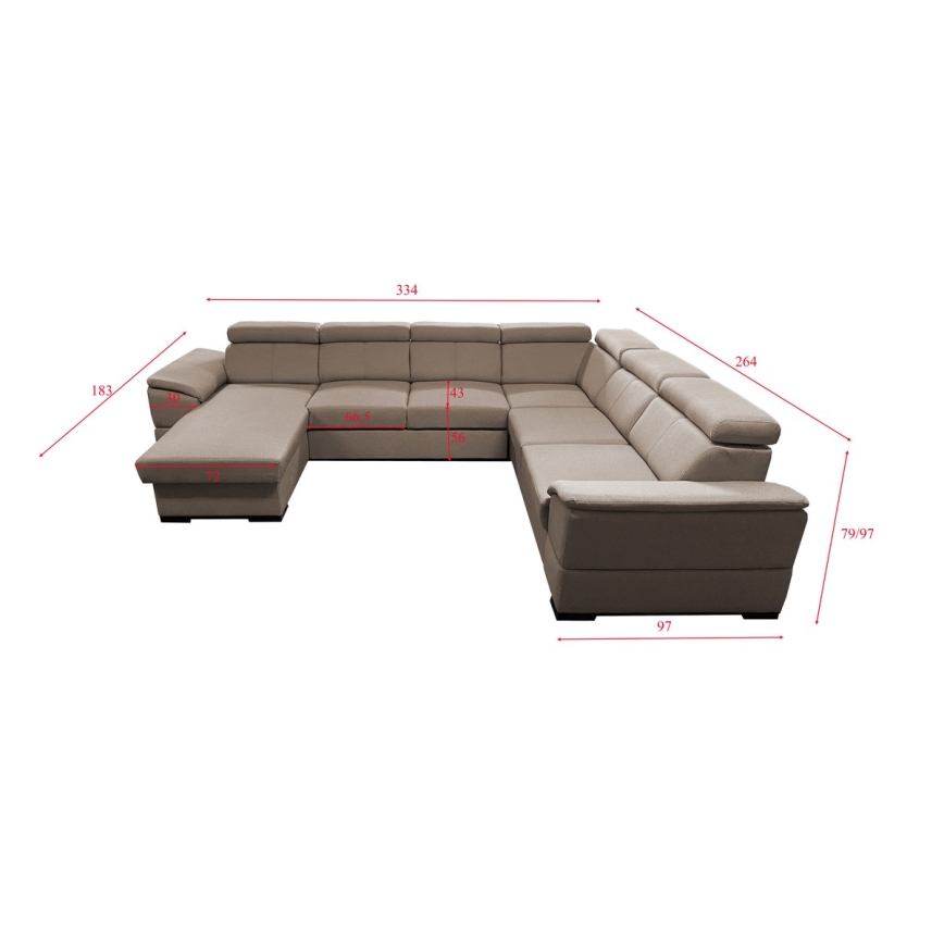 U-förmige, klappbare Universal-Ecksitzgruppe mit Stauraum GRANADA beige