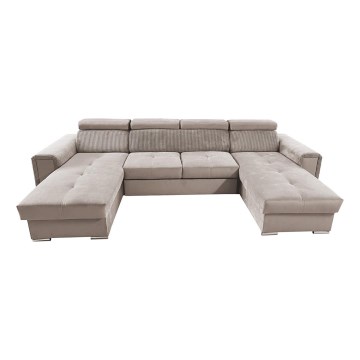 U-förmige, klappbare Universal-Ecksitzgruppe mit Stauraum SALVADA beige