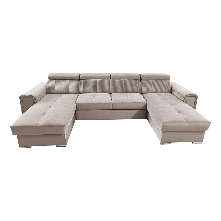 U-förmige, klappbare Universal-Ecksitzgruppe mit Stauraum SALVADA beige