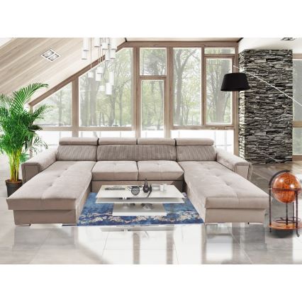 U-förmige, klappbare Universal-Ecksitzgruppe mit Stauraum SALVADA beige