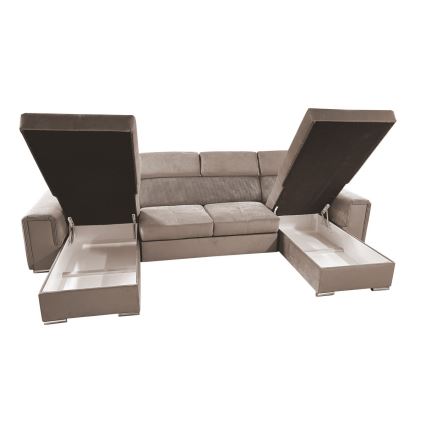 U-förmige, klappbare Universal-Ecksitzgruppe mit Stauraum SALVADA beige