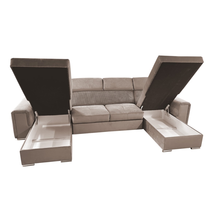U-förmige, klappbare Universal-Ecksitzgruppe mit Stauraum SALVADA beige