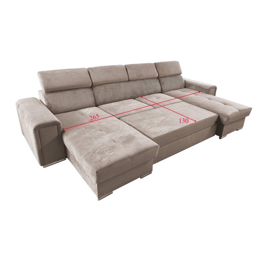 U-förmige, klappbare Universal-Ecksitzgruppe mit Stauraum SALVADA beige