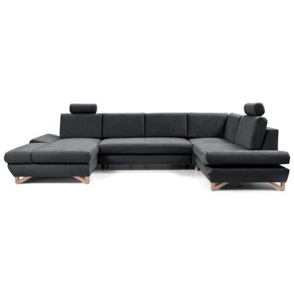 Ausziehbare U-förmige Polsterecke AVESTA mit Stauraum, anthrazit