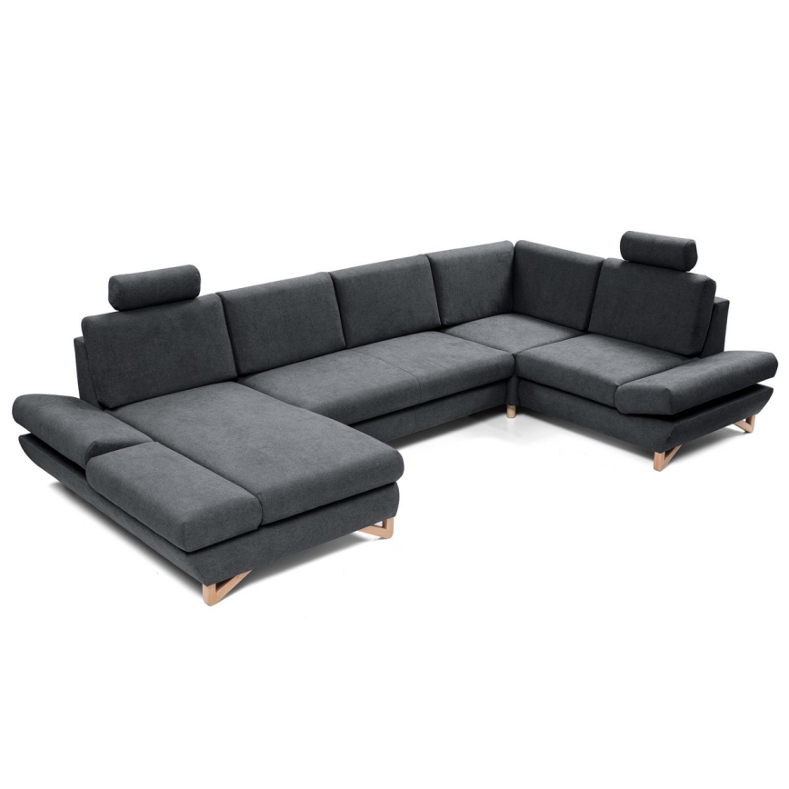 Ausziehbare U-förmige Polsterecke AVESTA mit Stauraum, anthrazit