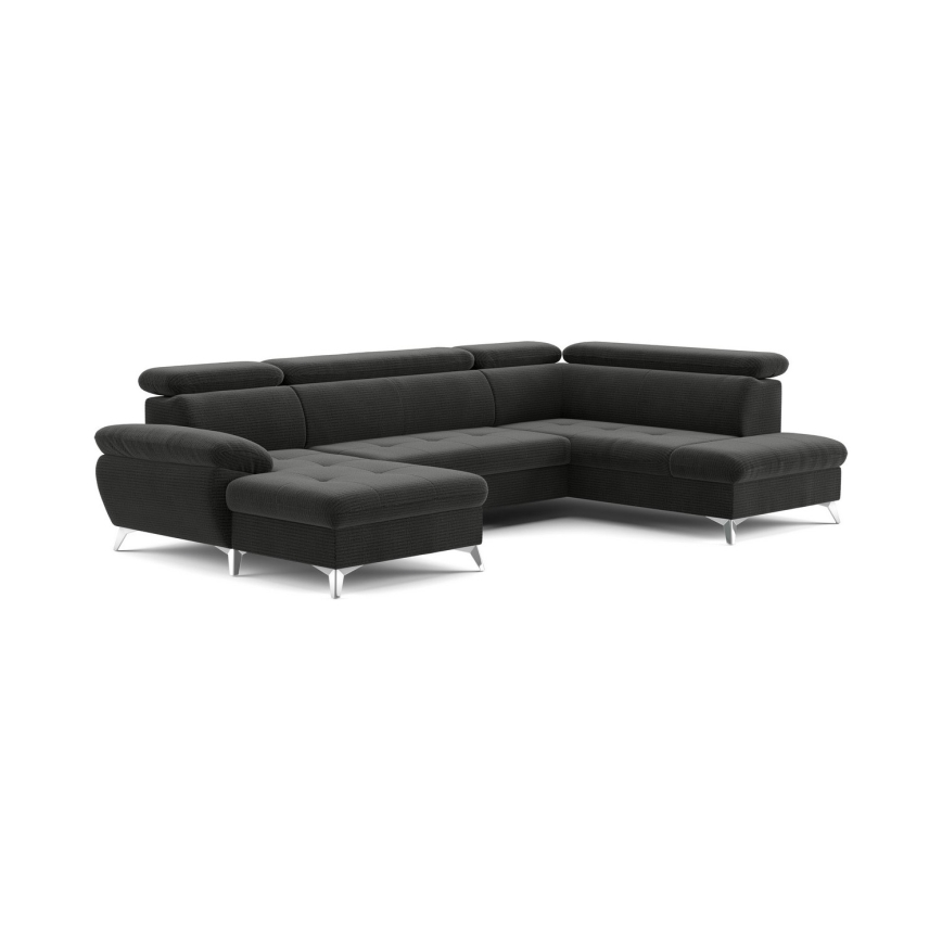 Eck-Schlafsofa mit Stauraum in U-Form CATANIA, rechts, Graphit
