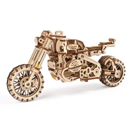 Ugears - Mechanisches 3D-Holzpuzzle Scrambler-Motorrad mit Wagen
