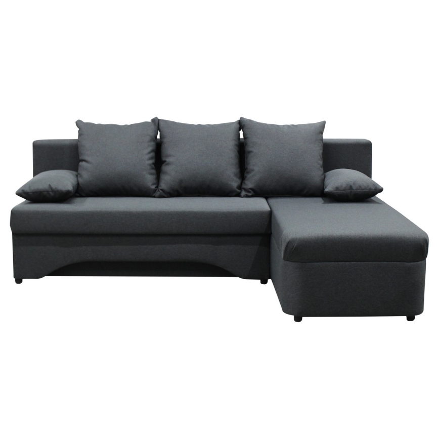 Universell ausklappbare Eckgarnitur mit Stauraum in L-Form ALMEIDA Anthrazit