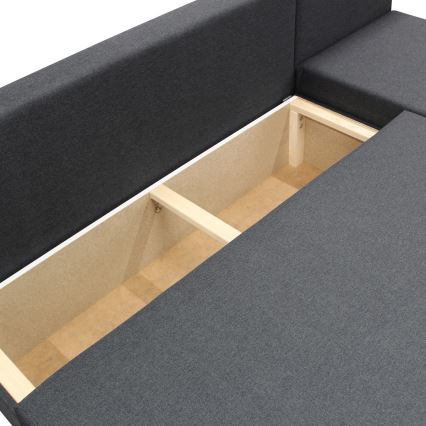 Universell ausklappbare Eckgarnitur mit Stauraum in L-Form ALMEIDA Anthrazit