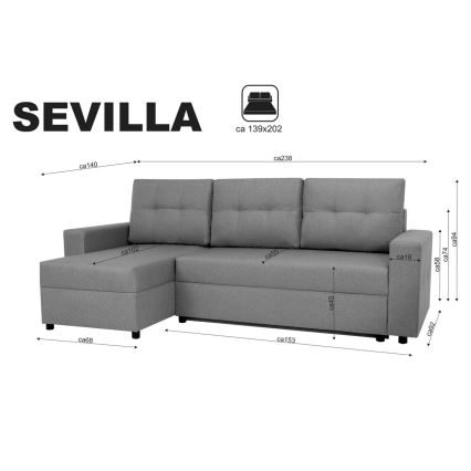 Universelles Ecksofa mit Schlaffunktion und Stauraum SEVILLA Anthrazit