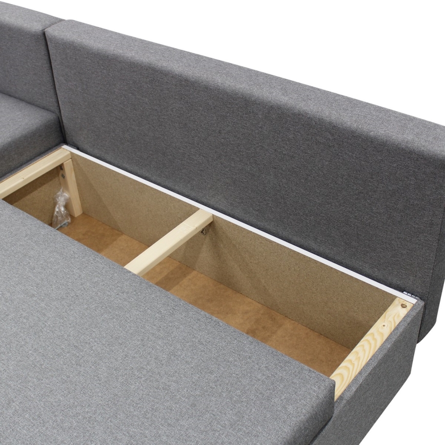 Beidseitig montierbares L-förmiges Ecksofa mit Schlaffunktion und Stauraum ALMEIDA, grau