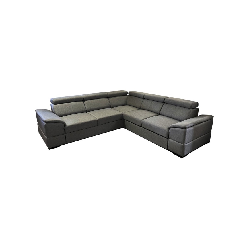 Beidseitig montierbares Ecksofa mit Schlaffunktion und Stauraum GRANADA dunkelgrau